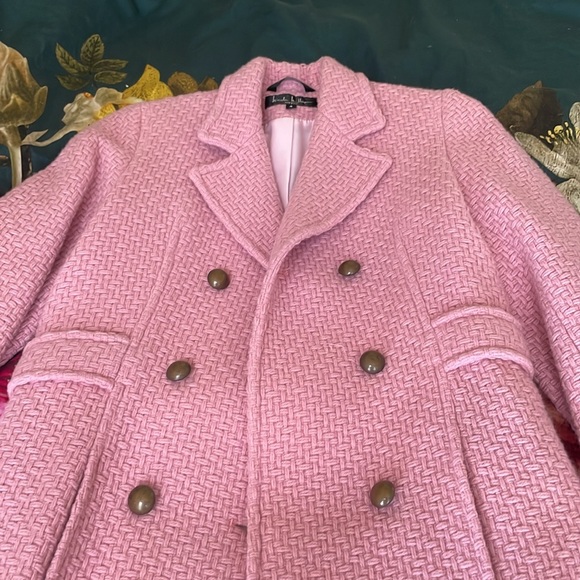 Beautiful Nicole Miller Coat 100% Lambswool Coat Designer Coat Pink Coat Size 4 - Picture 2 of 7